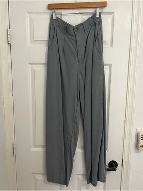 Madewell Blue-Gray Wide-Leg Pleated Chinos